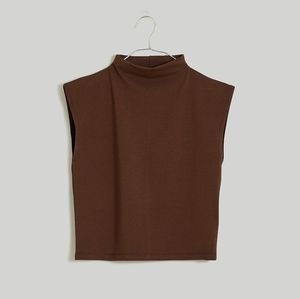 Madewell Funnelneck Cropped Muscle Tee XS Brown NWT